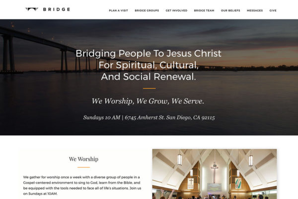 Bridge Church WordPress Website Design San Diego
